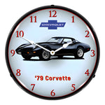 Collectable Sign and Clock 1979 Corvette Backlit Wall Clock-GM23051462-Garage Giant 