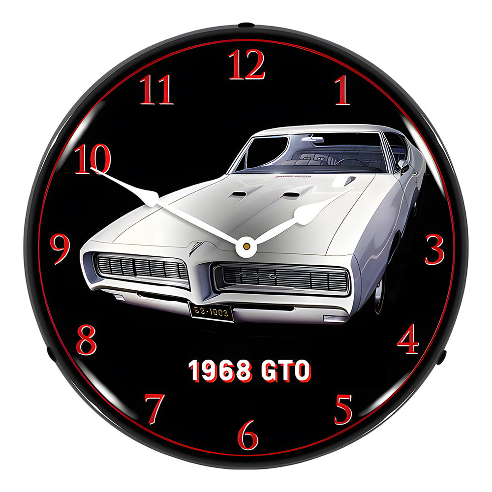 Collectable Sign and Clock 1968 Pontiac GTO Backlit Wall Clock-GM23051464-Garage Giant