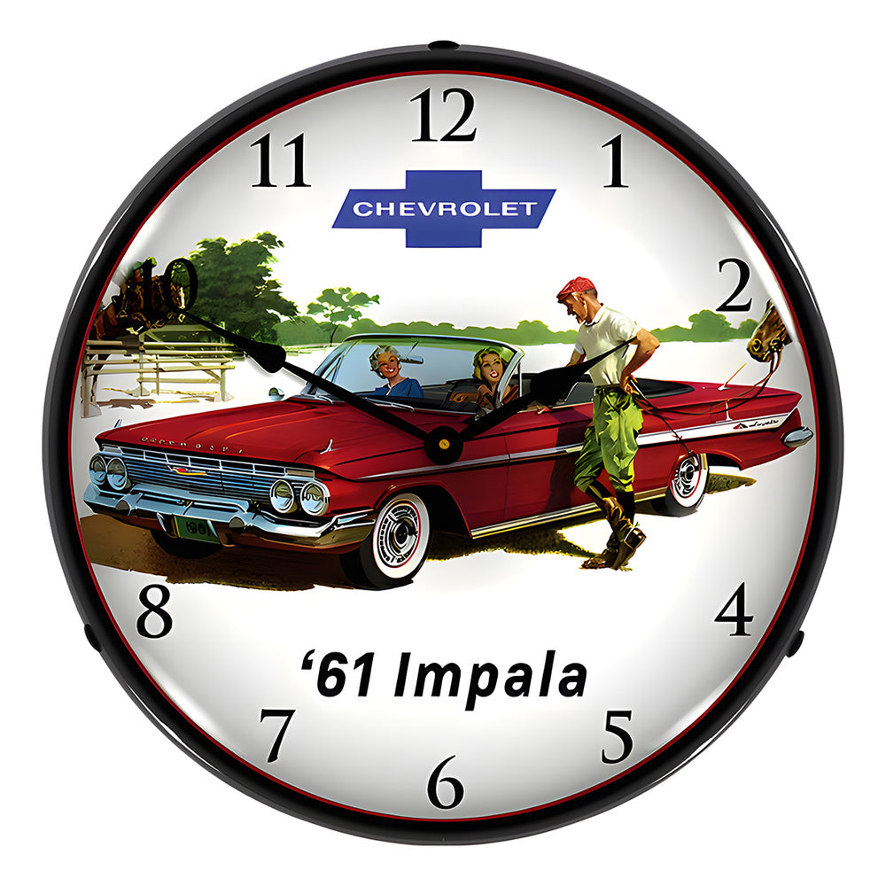 Collectable Sign and Clock 1961 Impala Convertible Backlit Wall Clock-GM23051465-Garage Giant