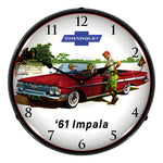 Collectable Sign and Clock 1961 Impala Convertible Backlit Wall Clock-GM23051465-Garage Giant 