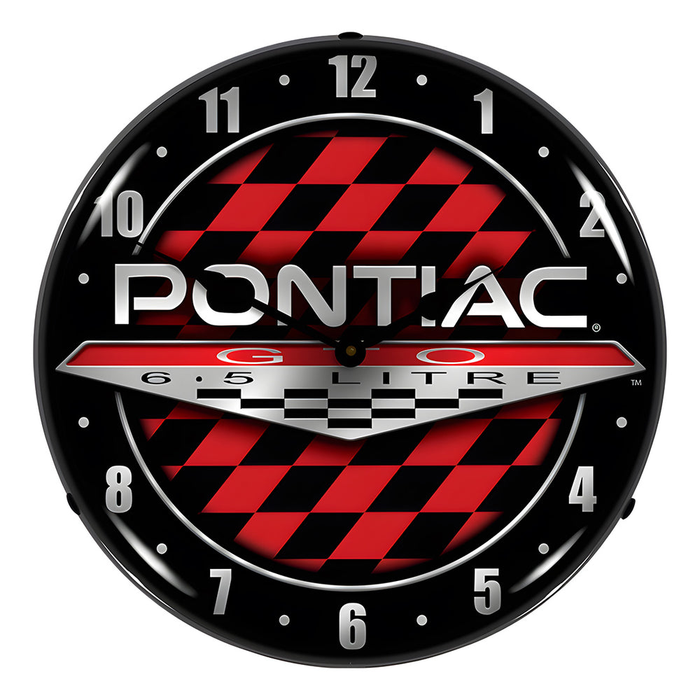 Collectable Sign and Clock Pontiac GTO Backlit Wall Clock-GM710093-Garage Giant
