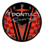 Collectable Sign and Clock Pontiac Racing Backlit Wall Clock-GM710095-Garage Giant 
