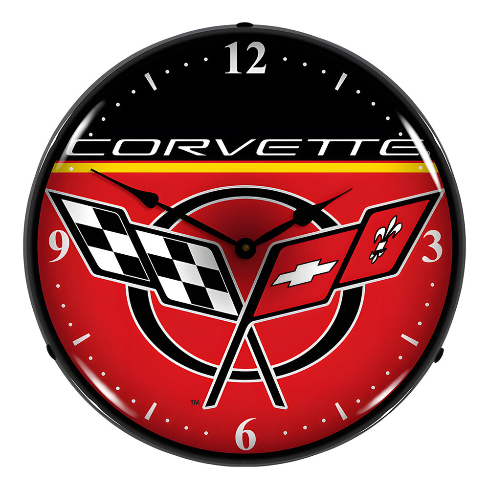 Collectable Sign and Clock Chevrolet Corvette Backlit Wall Clock-GM710139-Garage Giant