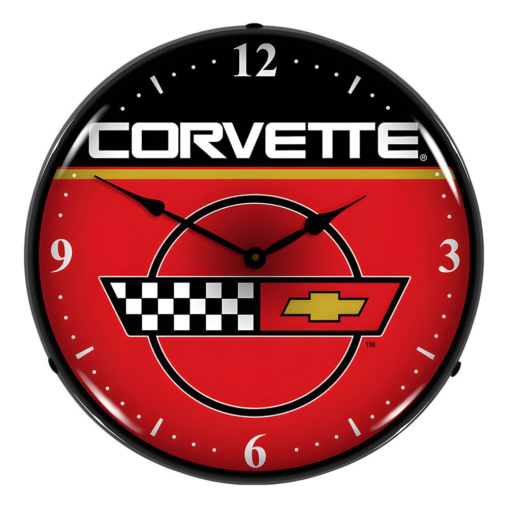 Collectable Sign and Clock Corvette Backlit Wall Clock-GM805184-Garage Giant