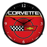 Collectable Sign and Clock Corvette Backlit Wall Clock-GM805184-Garage Giant 