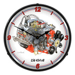 Collectable Sign and Clock LS6 454 V8 Engine Backlit Wall Clock-GMDK1604645-Garage Giant 