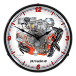 Collectable Sign and Clock 283 Fuelie V8 Engine Backlit Wall Clock-GMDK1604646-Garage Giant 