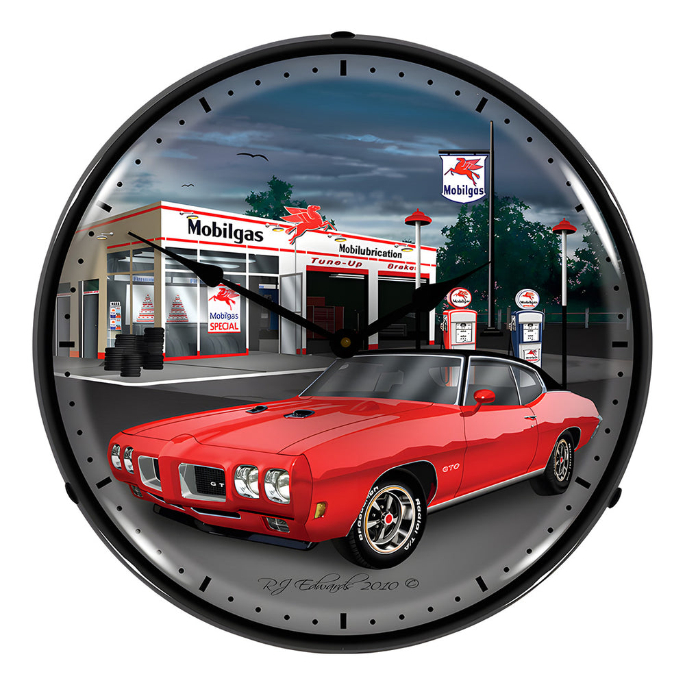 Collectable Sign and Clock 1970 GTO Backlit Wall Clock-GMRE1001233-Garage Giant
