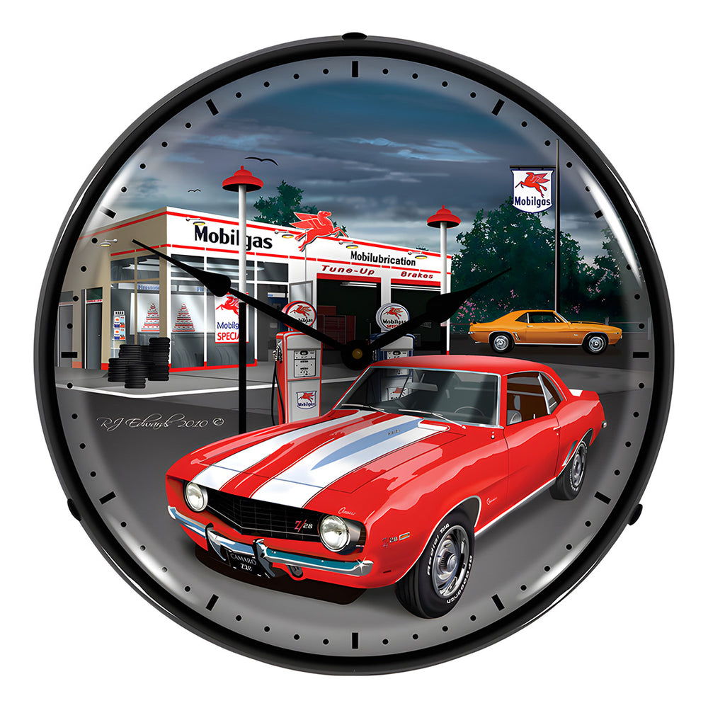 Collectable Sign and Clock 1969 Camaro Backlit Wall Clock-GMRE1001235-Garage Giant