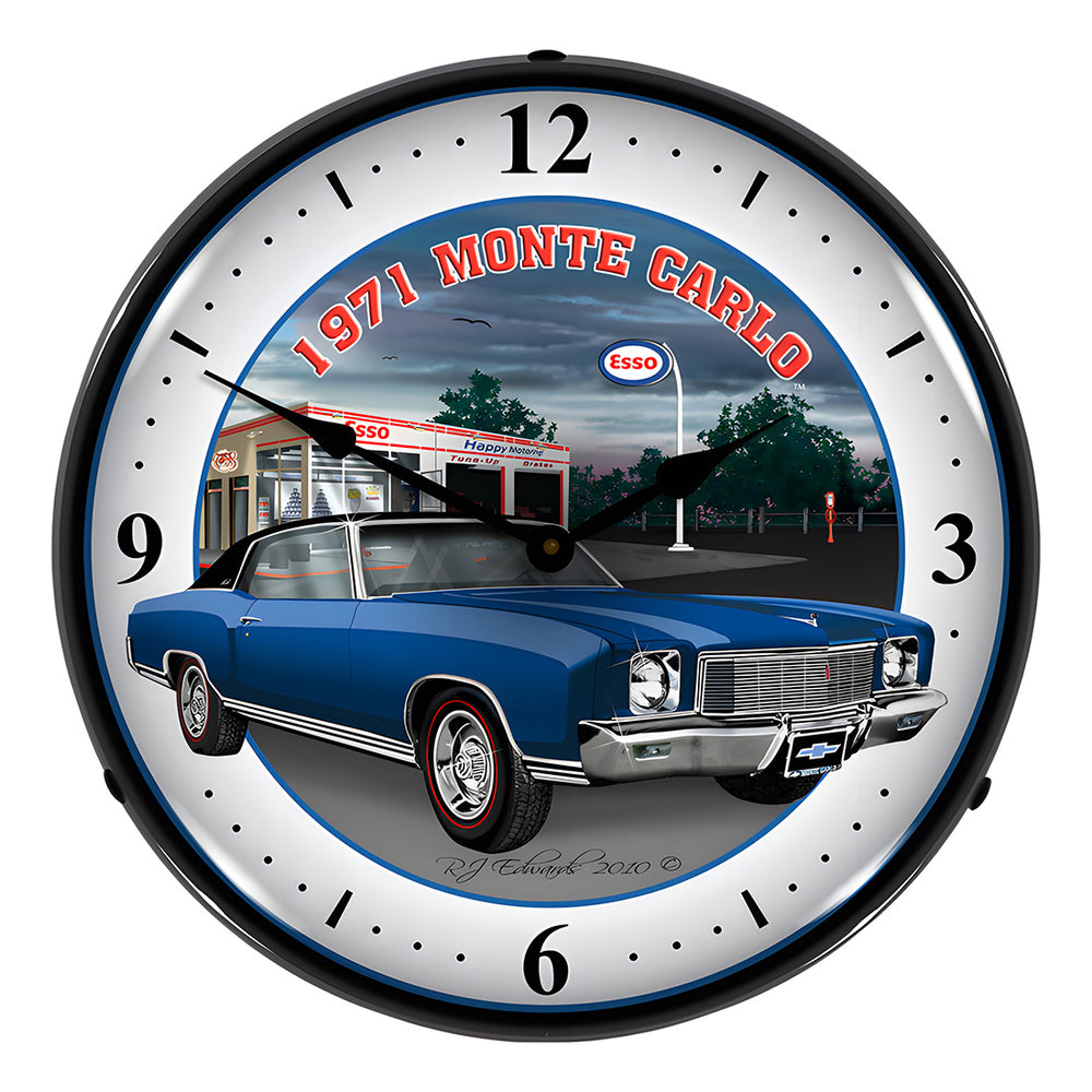 Collectable Sign and Clock 1971 Monte Carlo Backlit Wall Clock-GMRE1005249-Garage Giant