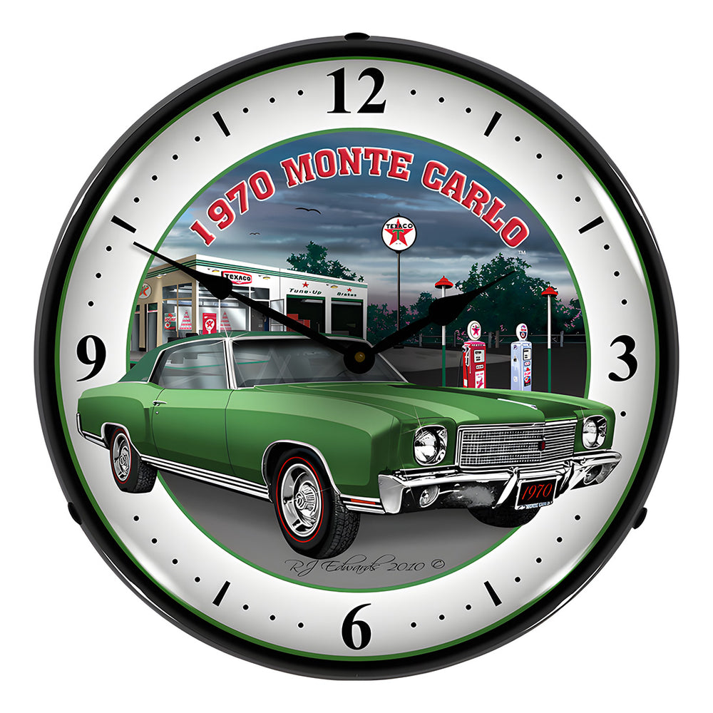 Collectable Sign and Clock 1970 Monte Carlo Backlit Wall Clock-GMRE1005250-Garage Giant