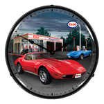 Collectable Sign and Clock 1974 Corvette Backlit Wall Clock-GMRE1006253-Garage Giant 