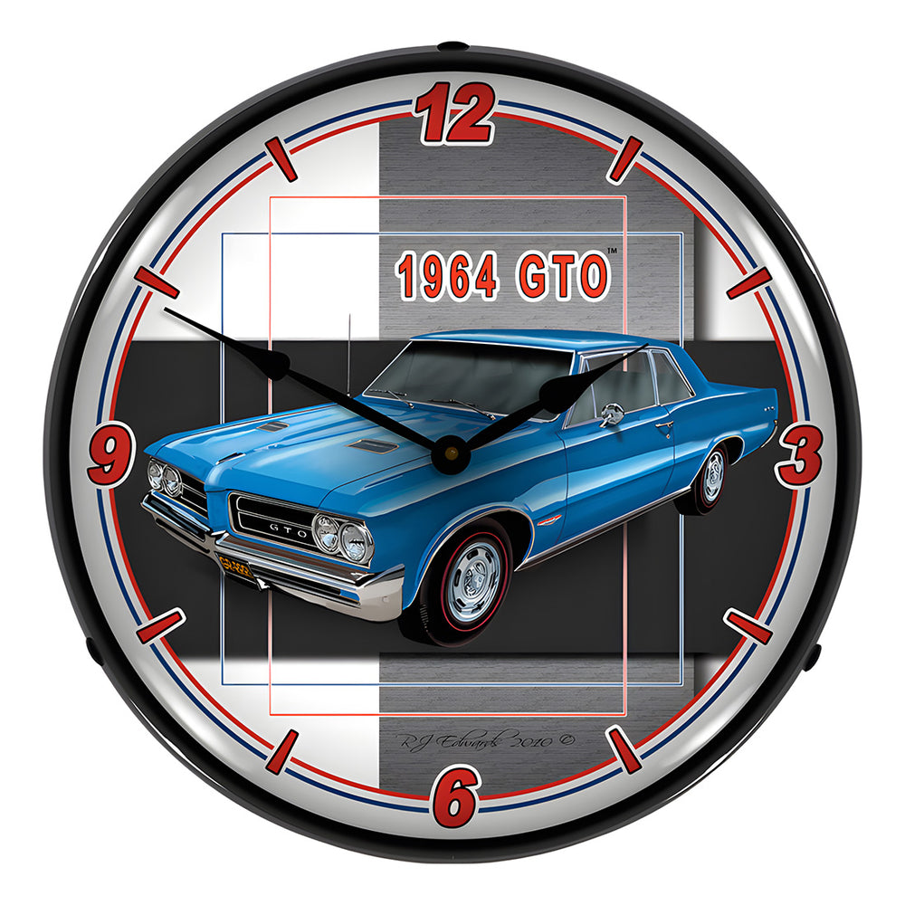 Collectable Sign and Clock 1964 GTO Backlit Wall Clock-GMRE1009264-Garage Giant