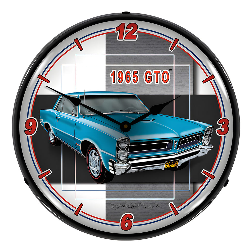 Collectable Sign and Clock 1965 GTO Backlit Wall Clock-GMRE1009267-Garage Giant