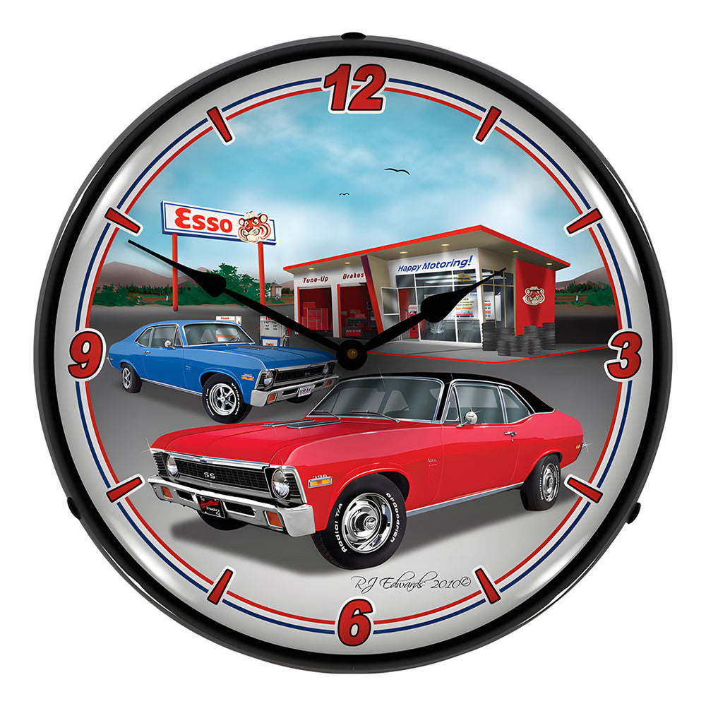 Collectable Sign and Clock 1970 Chevy Nova Backlit Wall Clock