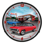 Collectable Sign and Clock 1970 Chevy Nova Backlit Wall Clock-GMRE1009270-Garage Giant 