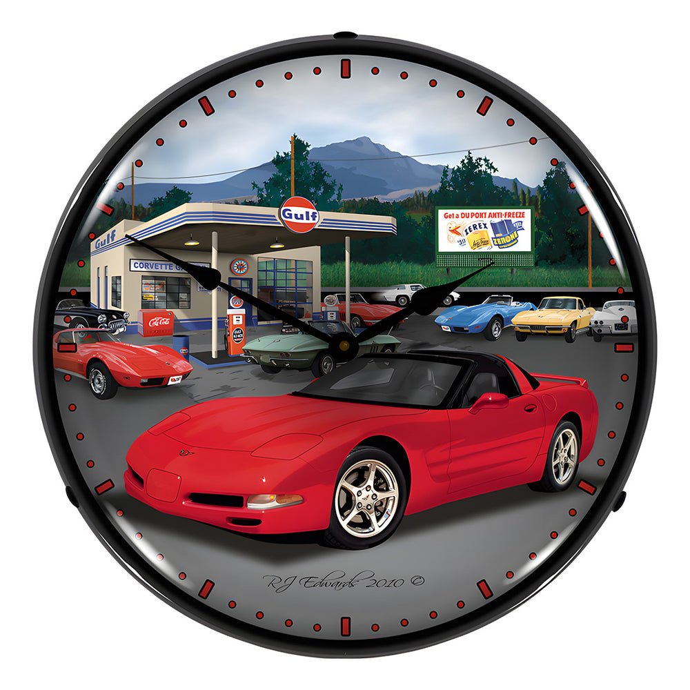 Collectable Sign and Clock Chevy Corvette Raceway Backlit Wall Clock