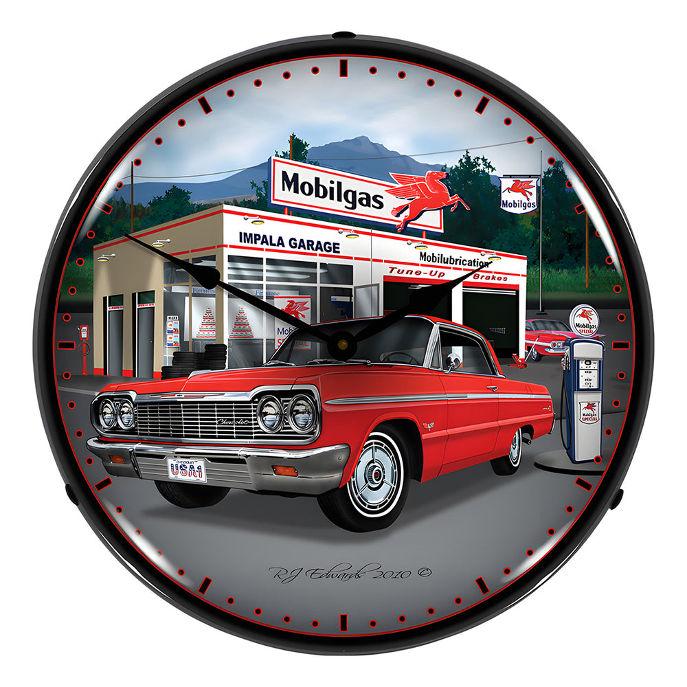 Collectable Sign and Clock 1964 Chevy Impala Backlit Wall Clock-GMRE1012279-Garage Giant