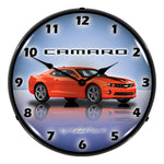 Collectable Sign and Clock Camaro SS G5 Orange Backlit Wall Clock-GMRE1107324-Garage Giant 