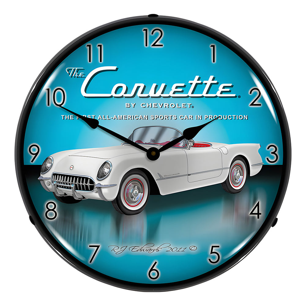 Collectable Sign and Clock 1953 Corvette Backlit Wall Clock-GMRE1108331-Garage Giant