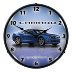 Collectable Sign and Clock Camaro G5 Imperial Blue Backlit Wall Clock-GMRE1108334-Garage Giant 