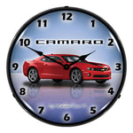 Collectable Sign and Clock Camaro G5 Red Jewel Backlit Wall Clock-GMRE1108336-Garage Giant 