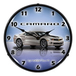 Collectable Sign and Clock Camaro G5 Silver Ice Backlit Wall Clock-GMRE1108337-Garage Giant 
