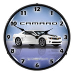 Collectable Sign and Clock Camaro G5 Summit White Backlit Wall Clock-GMRE1108338-Garage Giant 