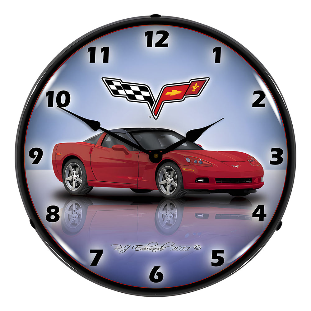 C6 Corvette Crystal Red Backlit Wall Clock - Thumbnail 2