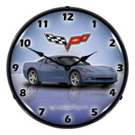 Collectable Sign and Clock C6 Corvette Supersonic Blue Backlit Wall Clock-GMRE1112349-Garage Giant 
