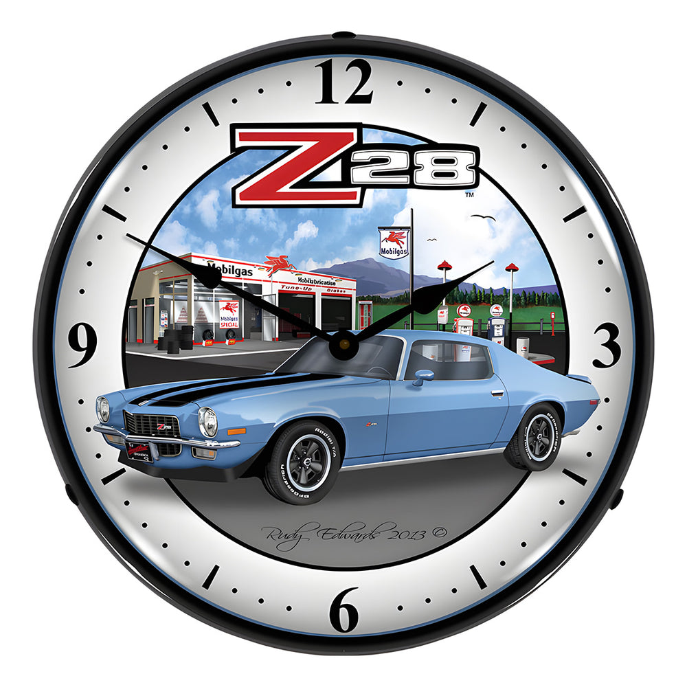 Collectable Sign and Clock 1970 Z28 Camaro Backlit Wall Clock-GMRE1113470-Garage Giant