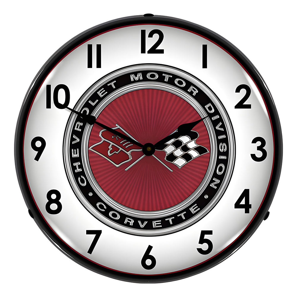 Collectable Sign and Clock C3 Corvette Backlit Wall Clock-GMRE1206370-Garage Giant