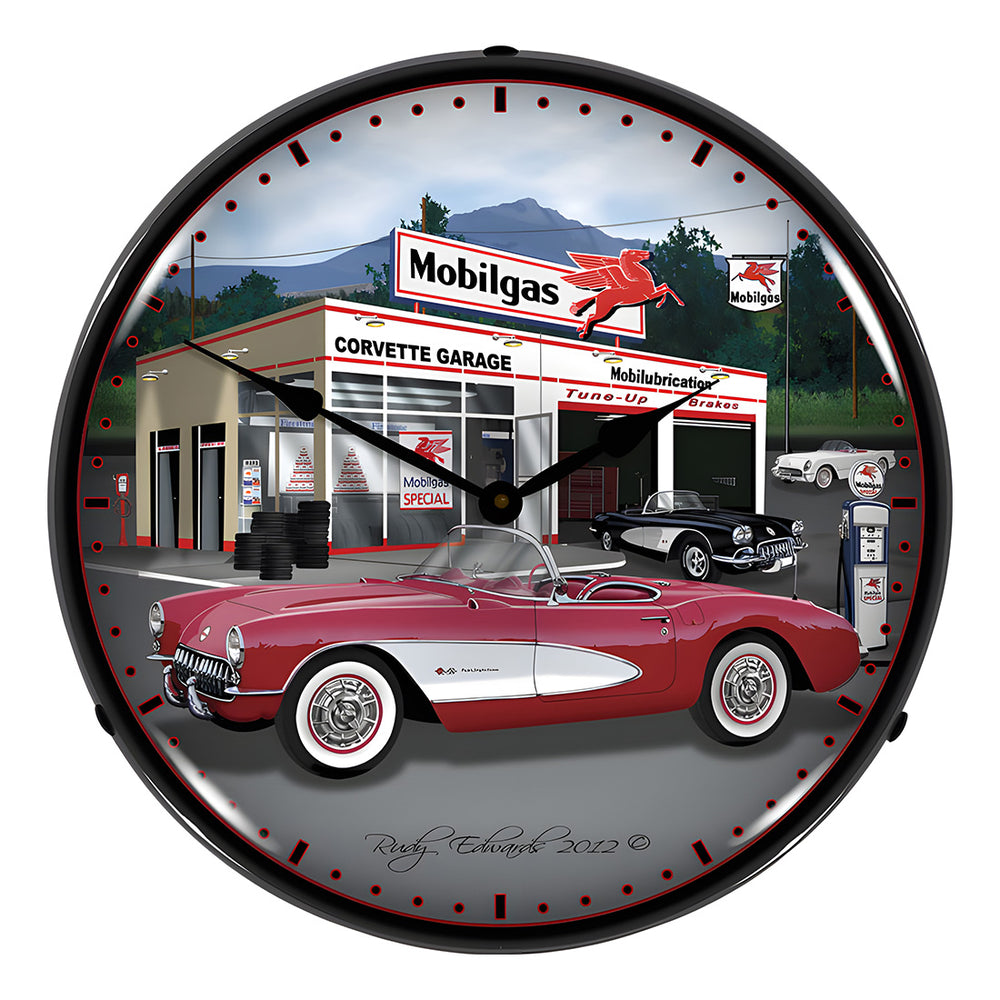 Collectable Sign and Clock 1957 Corvette Backlit Wall Clock-GMRE1206372-Garage Giant