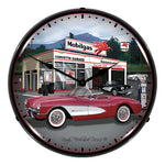 Collectable Sign and Clock 1957 Corvette Backlit Wall Clock-GMRE1206372-Garage Giant 