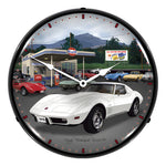 Collectable Sign and Clock 1976 Corvette Backlit Wall Clock-GMRE1207382-Garage Giant 