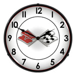 Collectable Sign and Clock Corvette Flags Backlit Wall Clock-GMRE1207410-Garage Giant 