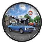 Collectable Sign and Clock 1969 SS Camaro Gulf Backlit Wall Clock-GMRE1306450-Garage Giant 