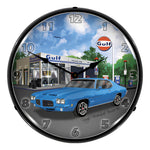 Collectable Sign and Clock 1971 GTO Gulf Backlit Wall Clock-GMRE1308467-Garage Giant 