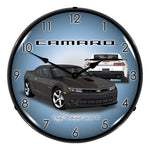 Collectable Sign and Clock 2014 SS Grey Camaro Backlit Wall Clock-GMRE1401484-Garage Giant 