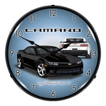 Collectable Sign and Clock 2014 SS Black Camaro Backlit Wall Clock-GMRE1401485-Garage Giant 
