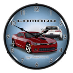 Collectable Sign and Clock 2014 SS Red Camaro Backlit Wall Clock-GMRE1401488-Garage Giant 