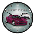 Collectable Sign and Clock 2014 SS Magenta Camaro Backlit Wall Clock-GMRE1401489-Garage Giant 