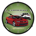 Collectable Sign and Clock 2014 SS Rock Red Camaro Backlit Wall Clock-GMRE1401491-Garage Giant 