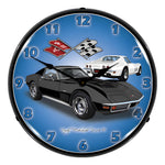 Collectable Sign and Clock 1971 Black Corvette Stingray Backlit Wall Clock-GMRE1408544-Garage Giant 