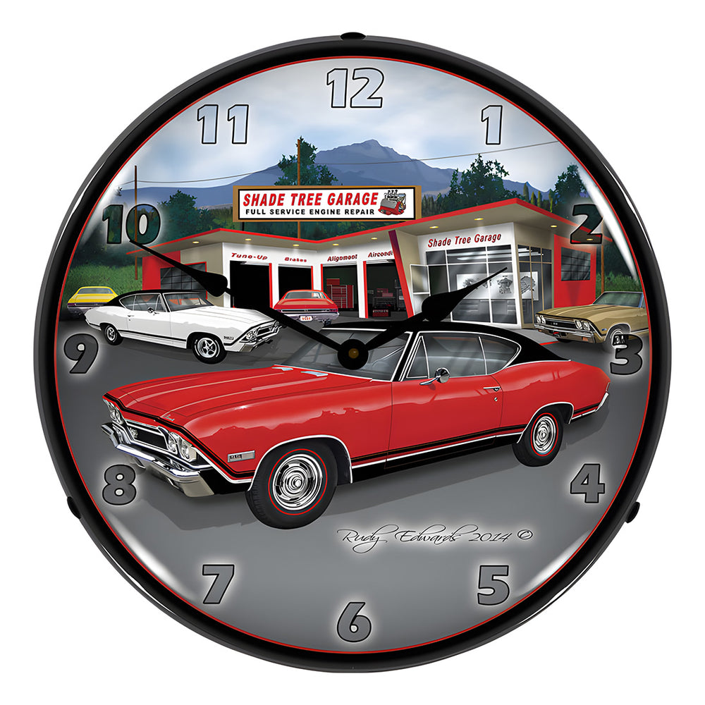 Collectable Sign and Clock 1968 SS Chevelle Backlit Wall Clock-GMRE1408546-Garage Giant
