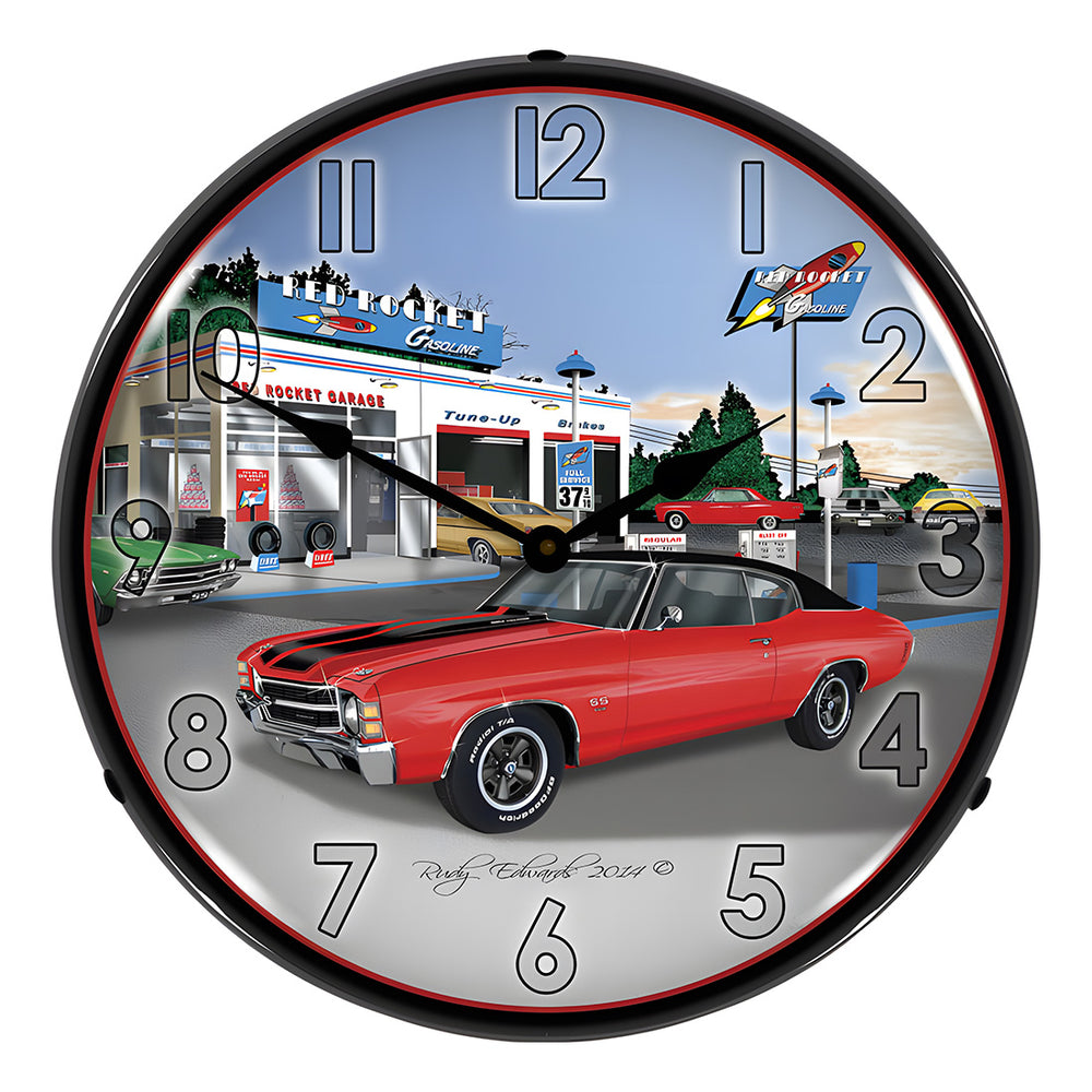 Collectable Sign and Clock 1971 SS Chevelle Backlit Wall Clock-GMRE1408547-Garage Giant