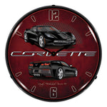 Collectable Sign and Clock C7 Corvette Black Backlit Wall Clock-GMRE1502569-Garage Giant 