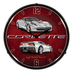 Collectable Sign and Clock C7 Corvette Blade Silver Backlit Wall Clock-GMRE1502570-Garage Giant 