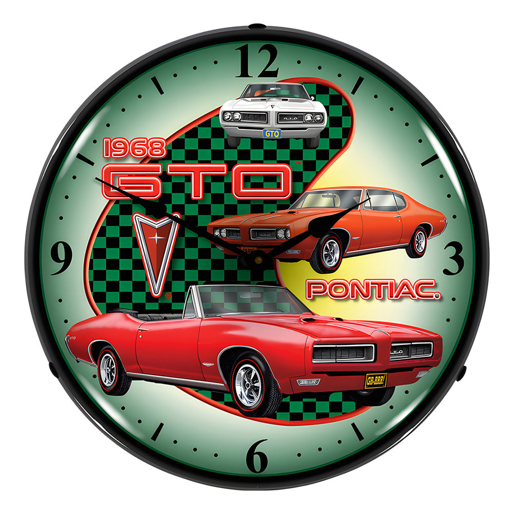 Collectable Sign and Clock 1968 Pontiac GTO Backlit Wall Clock-GMRE710138-Garage Giant