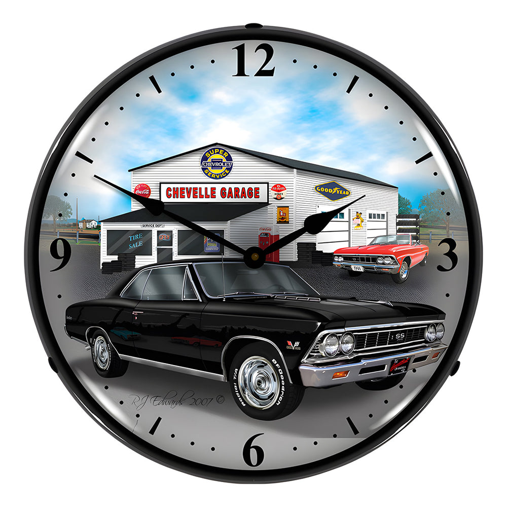 Collectable Sign and Clock 1966 Chevelle Backlit Wall Clock-GMRE710142-Garage Giant